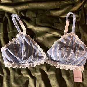Auden Light Blue Striped Lace Bralette